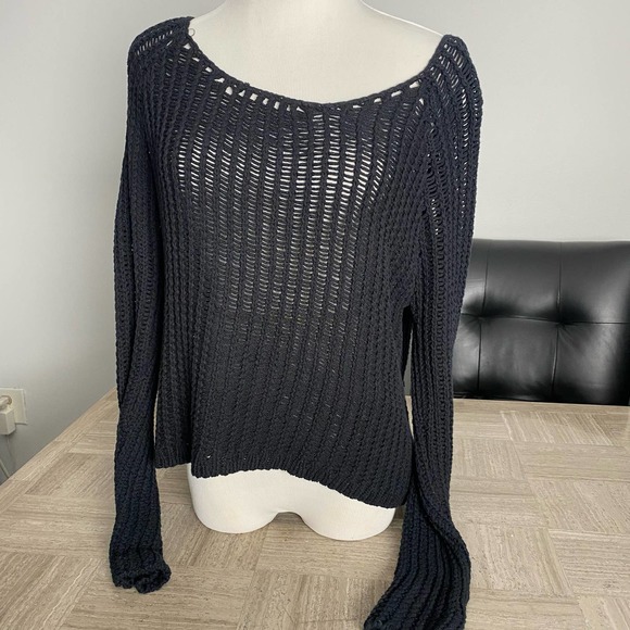 BAR lll Womens black crop Sweater with holes - Picture 1 of 2